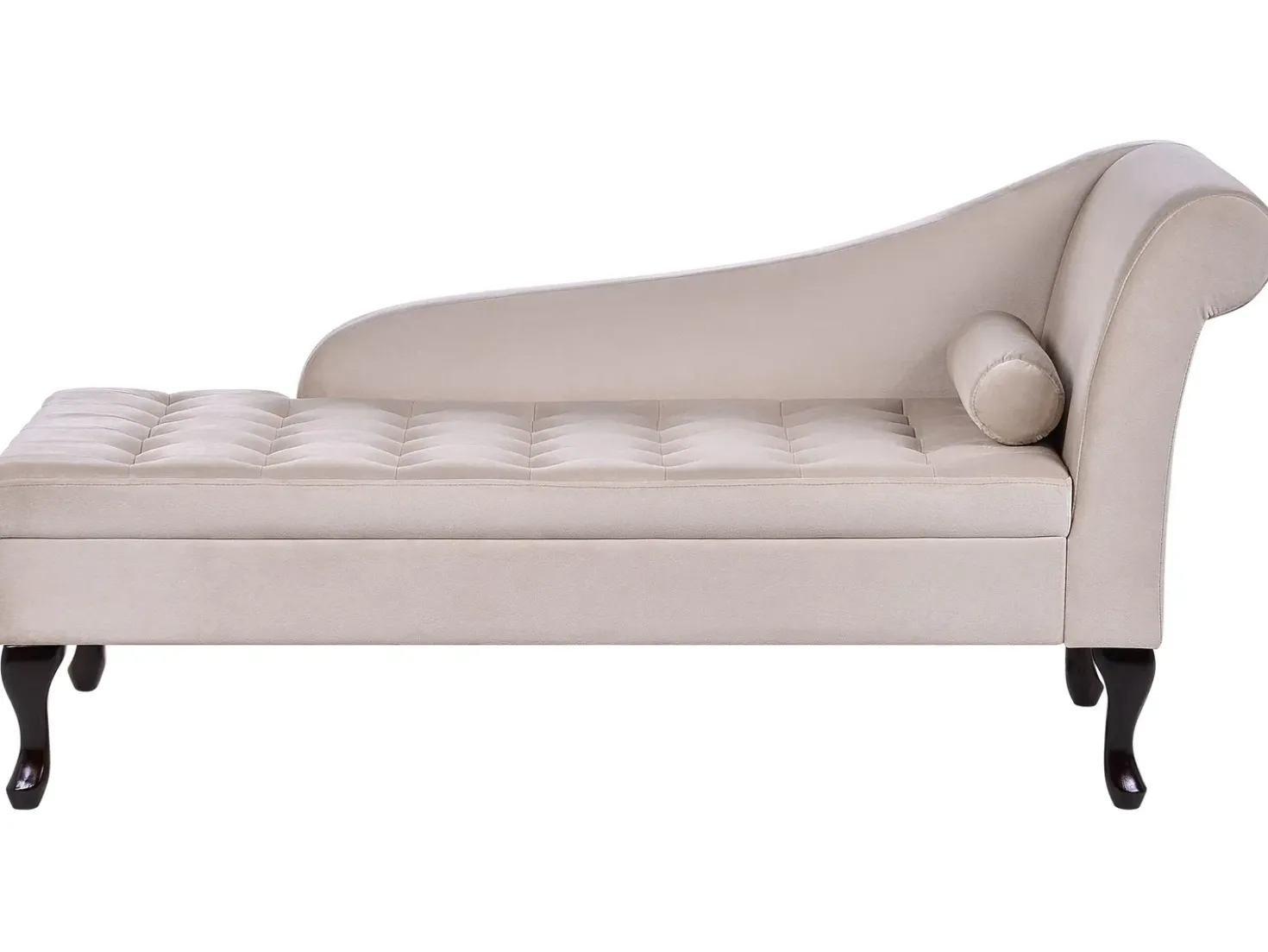 Chaise longue versione destra PESSAC Velluto Beige chiaro con contenitore