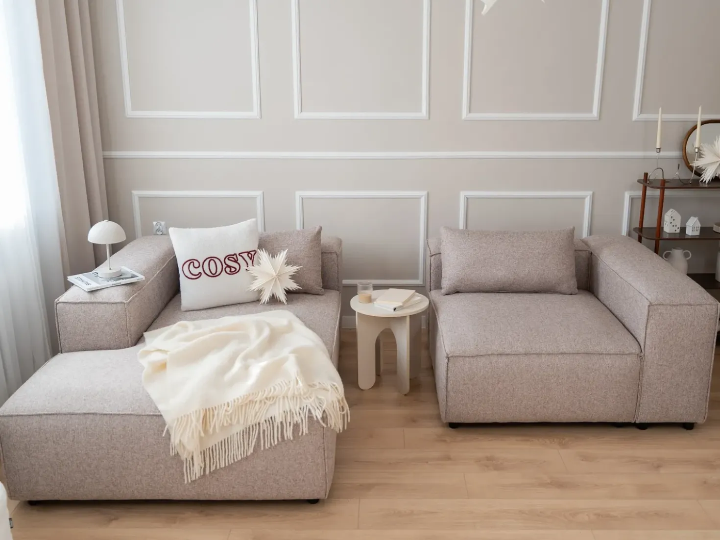 Chaise longue versione destra BRANDE Tessuto Marrone chiaro