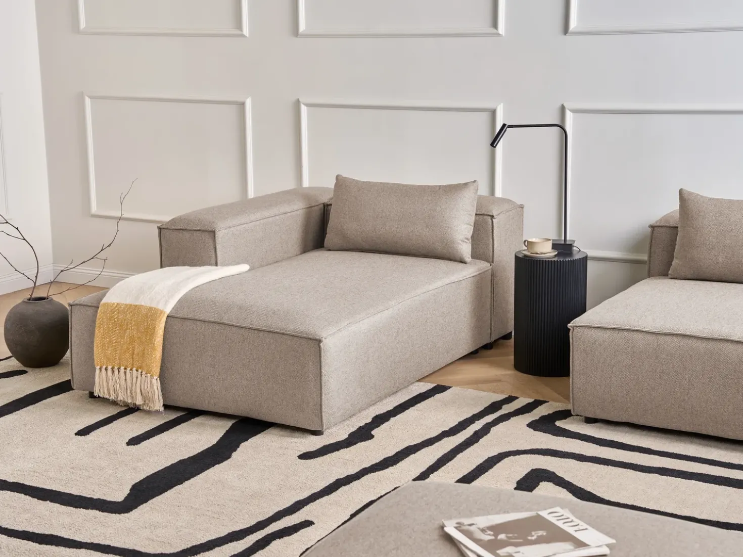 Chaise longue versione destra BRANDE Tessuto Marrone chiaro