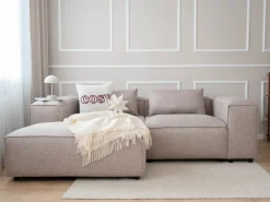 Chaise longue versione destra BRANDE Tessuto Marrone chiaro