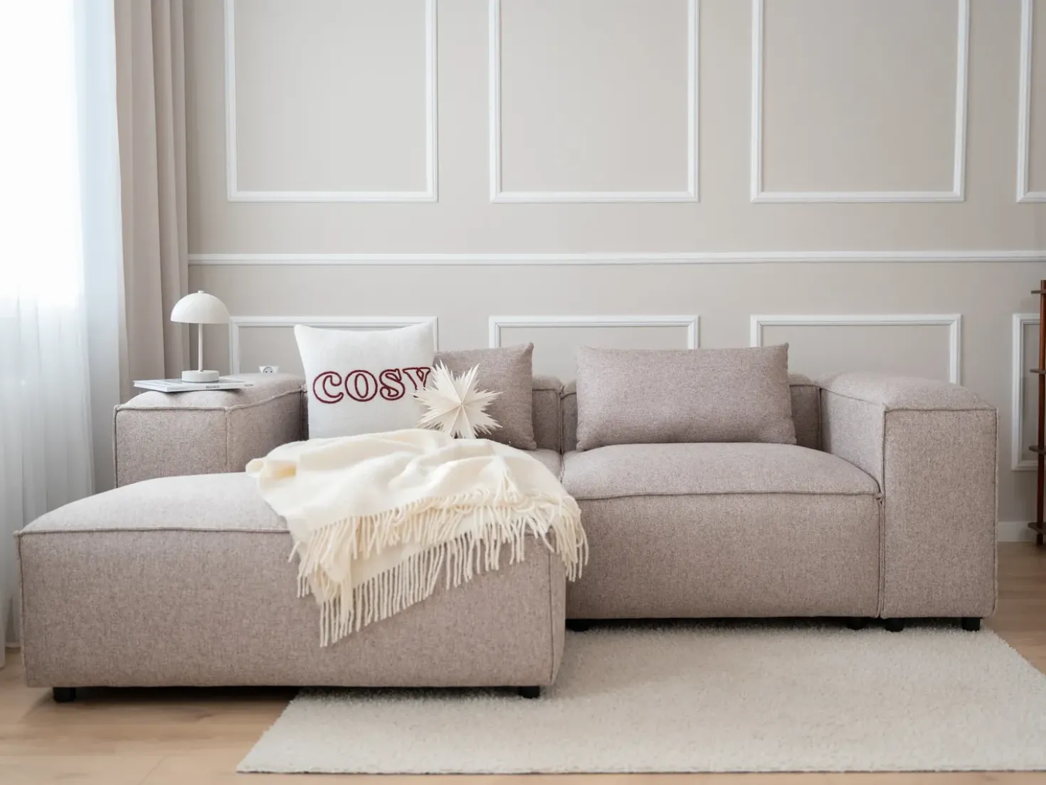 Chaise longue versione destra BRANDE Tessuto Marrone chiaro