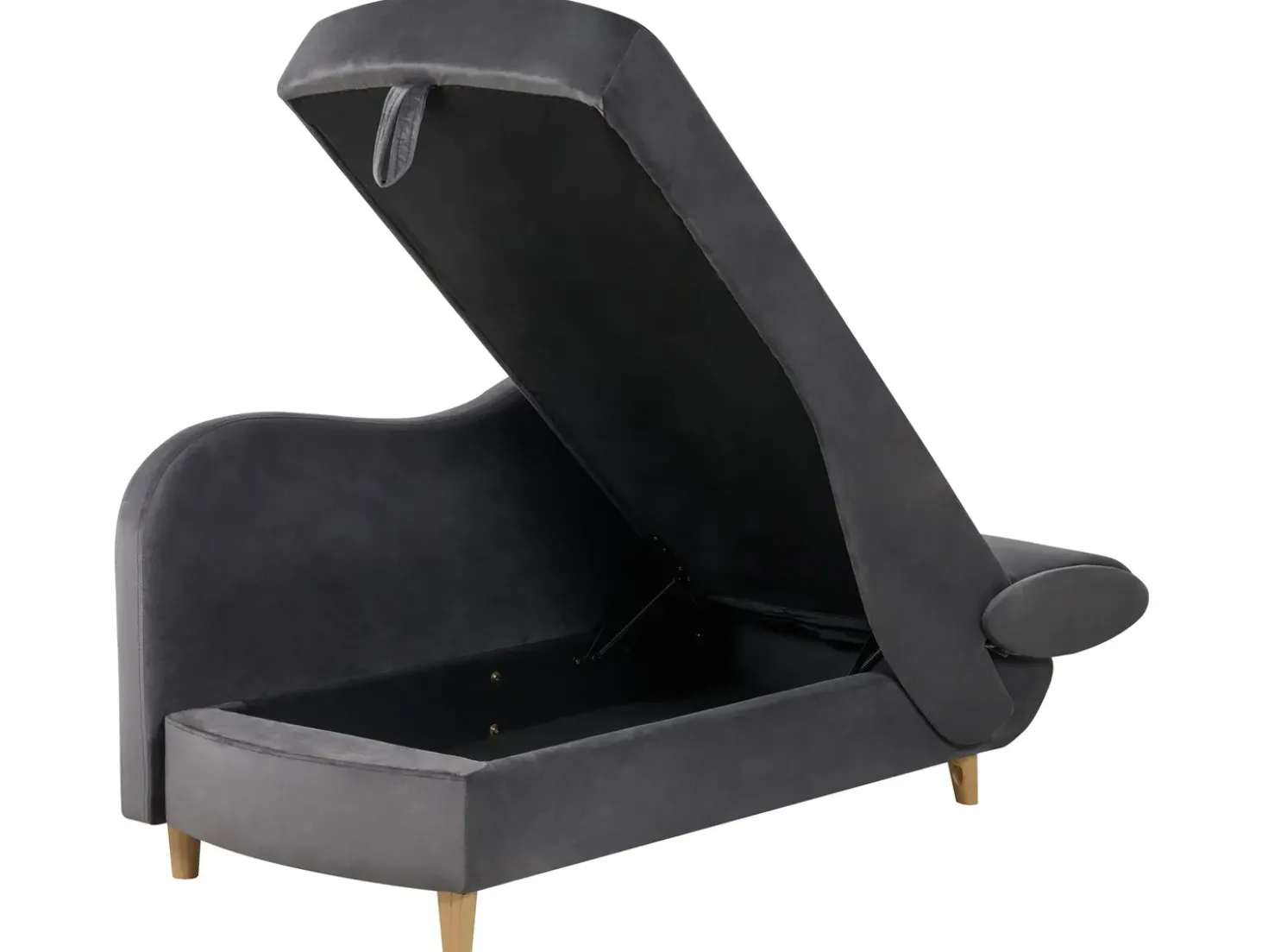 Chaise longue versione destra MERI Velluto Grigio scuro con contenitore