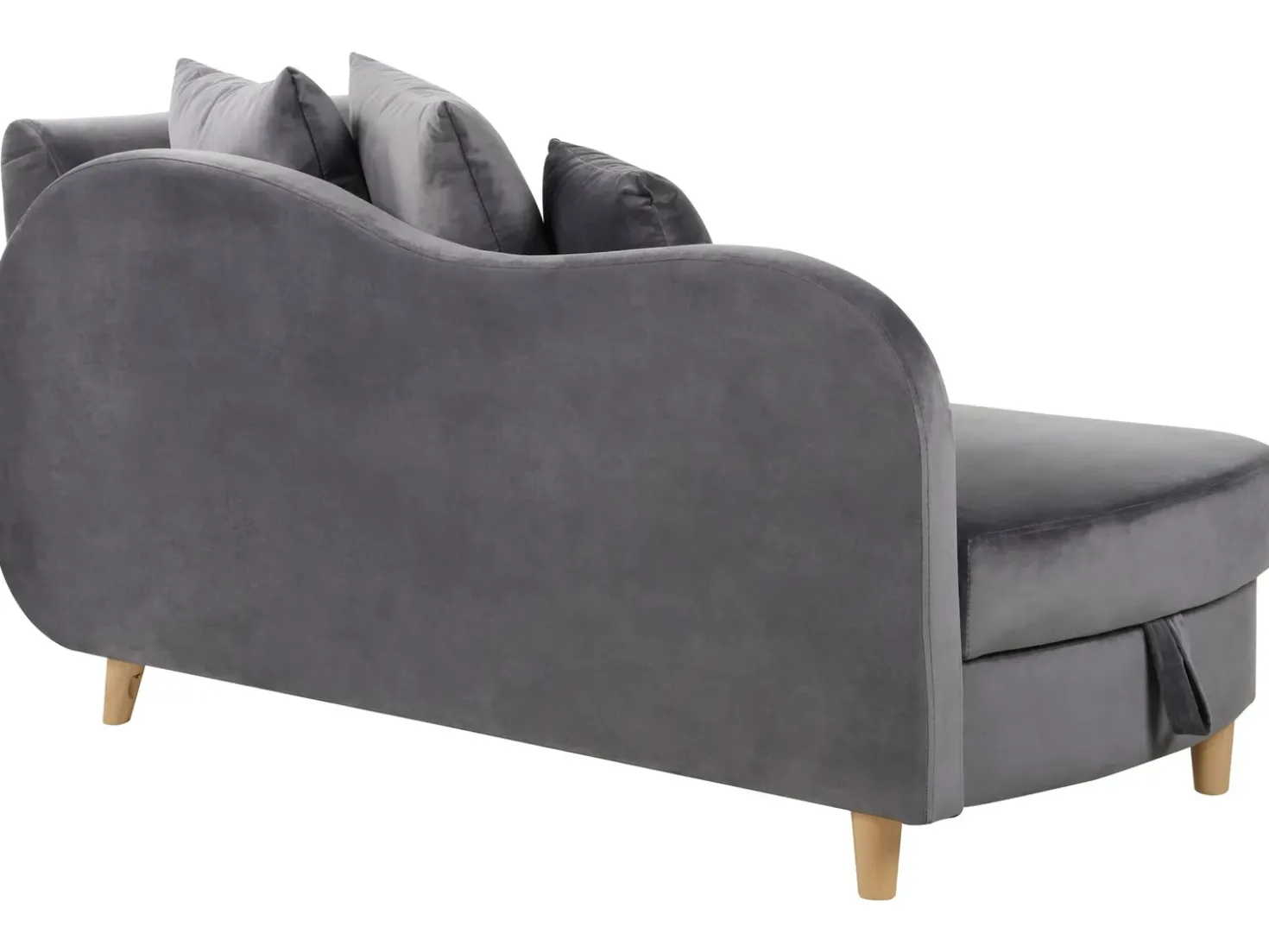 Chaise longue versione destra MERI Velluto Grigio scuro con contenitore