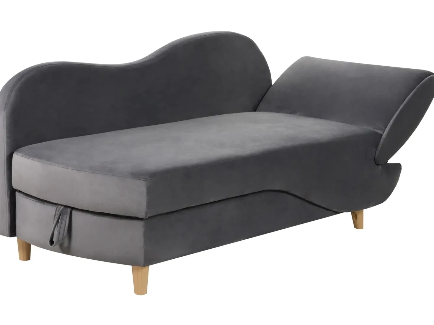 Chaise longue versione destra MERI Velluto Grigio scuro con contenitore