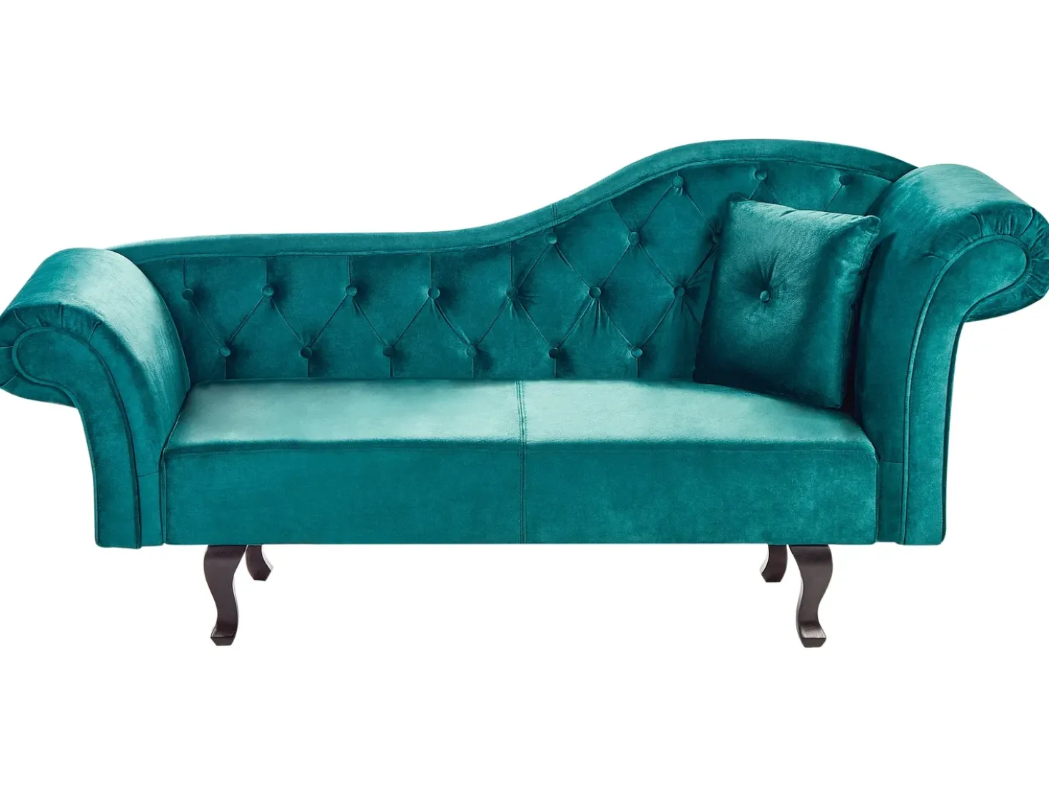 Chaise longue versione destra LATTES II Velluto Verde smeraldo con cuscino