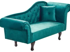 Chaise longue versione destra LATTES II Velluto Verde smeraldo con cuscino