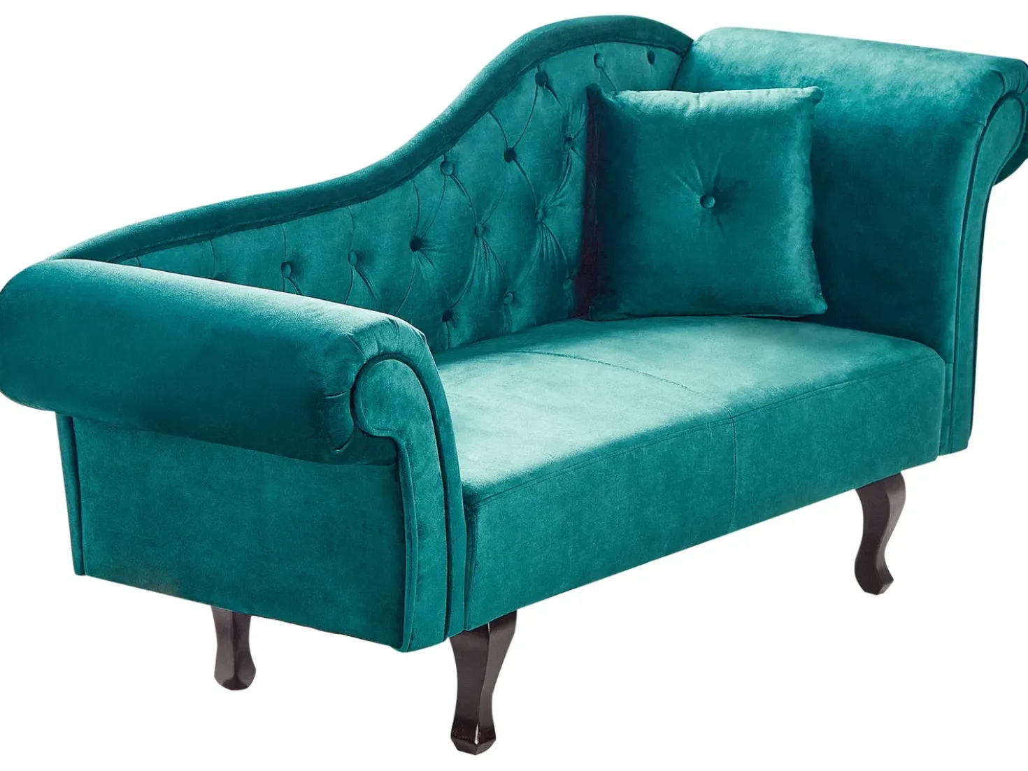 Chaise longue versione destra LATTES II Velluto Verde smeraldo con cuscino