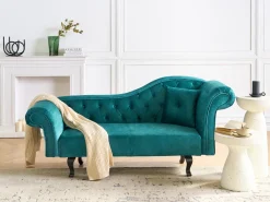 Chaise longue versione destra LATTES II Velluto Verde smeraldo con cuscino