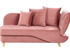 Chaise longue versione destra MERI Velluto Rosa con contenitore
