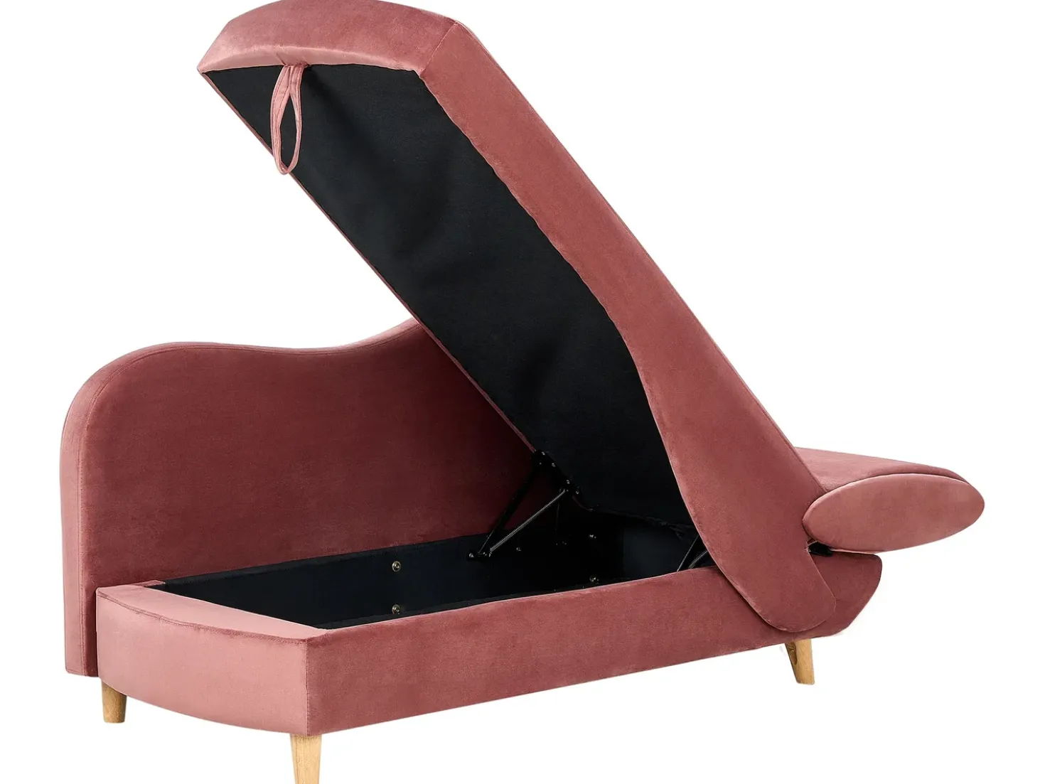 Chaise longue versione destra MERI Velluto Rosa con contenitore