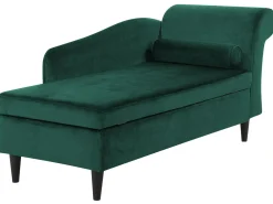 Chaise longue versione destra LUIRO Velluto Verde scuro con contenitore
