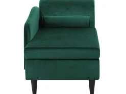 Chaise longue versione destra LUIRO Velluto Verde scuro con contenitore