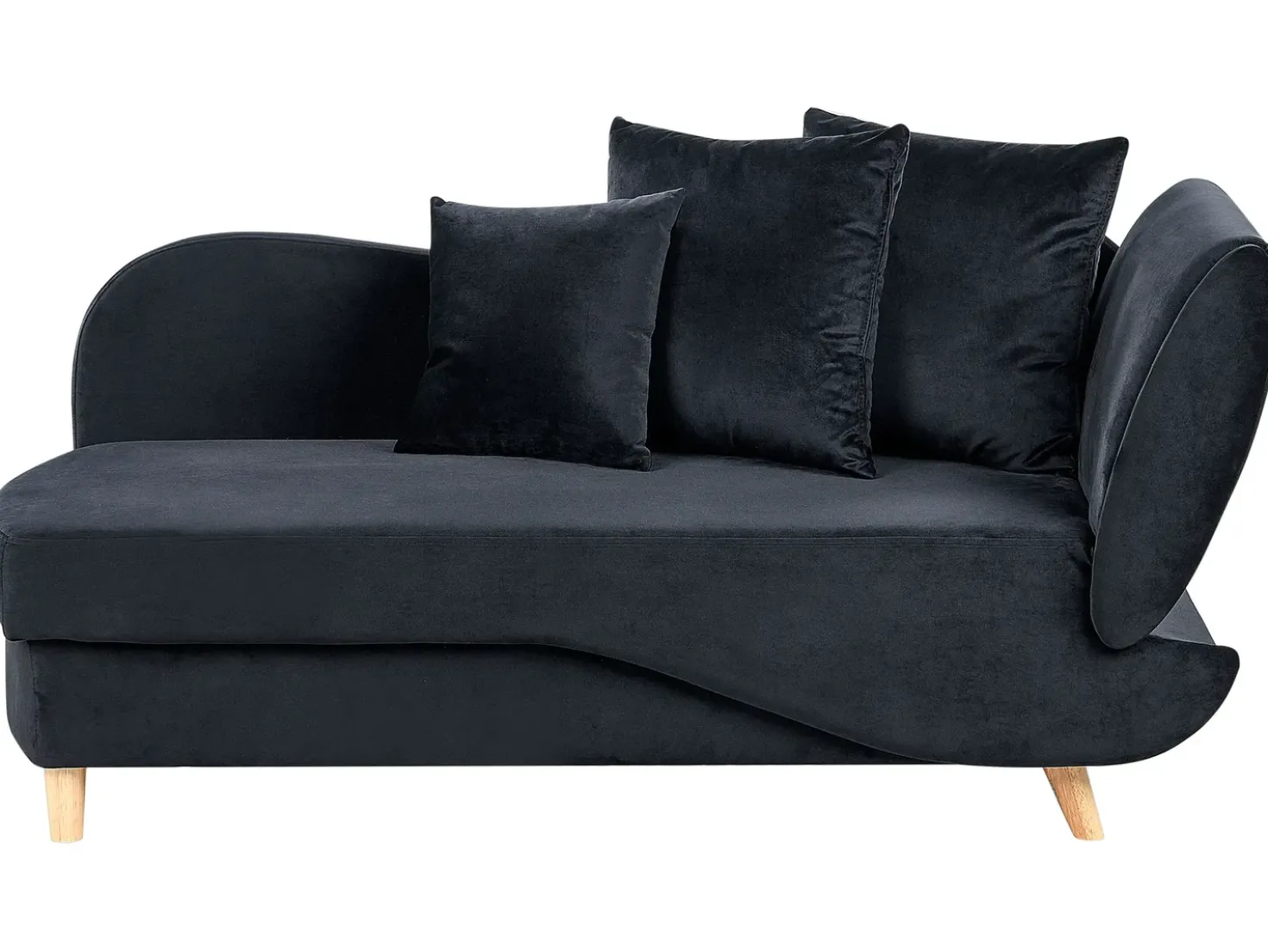Chaise longue versione destra MERI Velluto Nero con contenitore