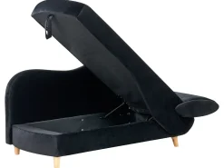 Chaise longue versione destra MERI Velluto Nero con contenitore