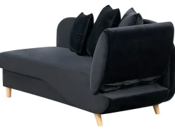 Chaise longue versione destra MERI Velluto Nero con contenitore