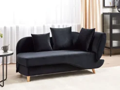 Chaise longue versione destra MERI Velluto Nero con contenitore