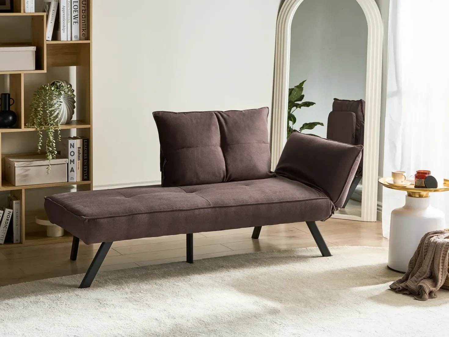 Chaise longue versione destra ROCAMADOUR Tessuto Marrone