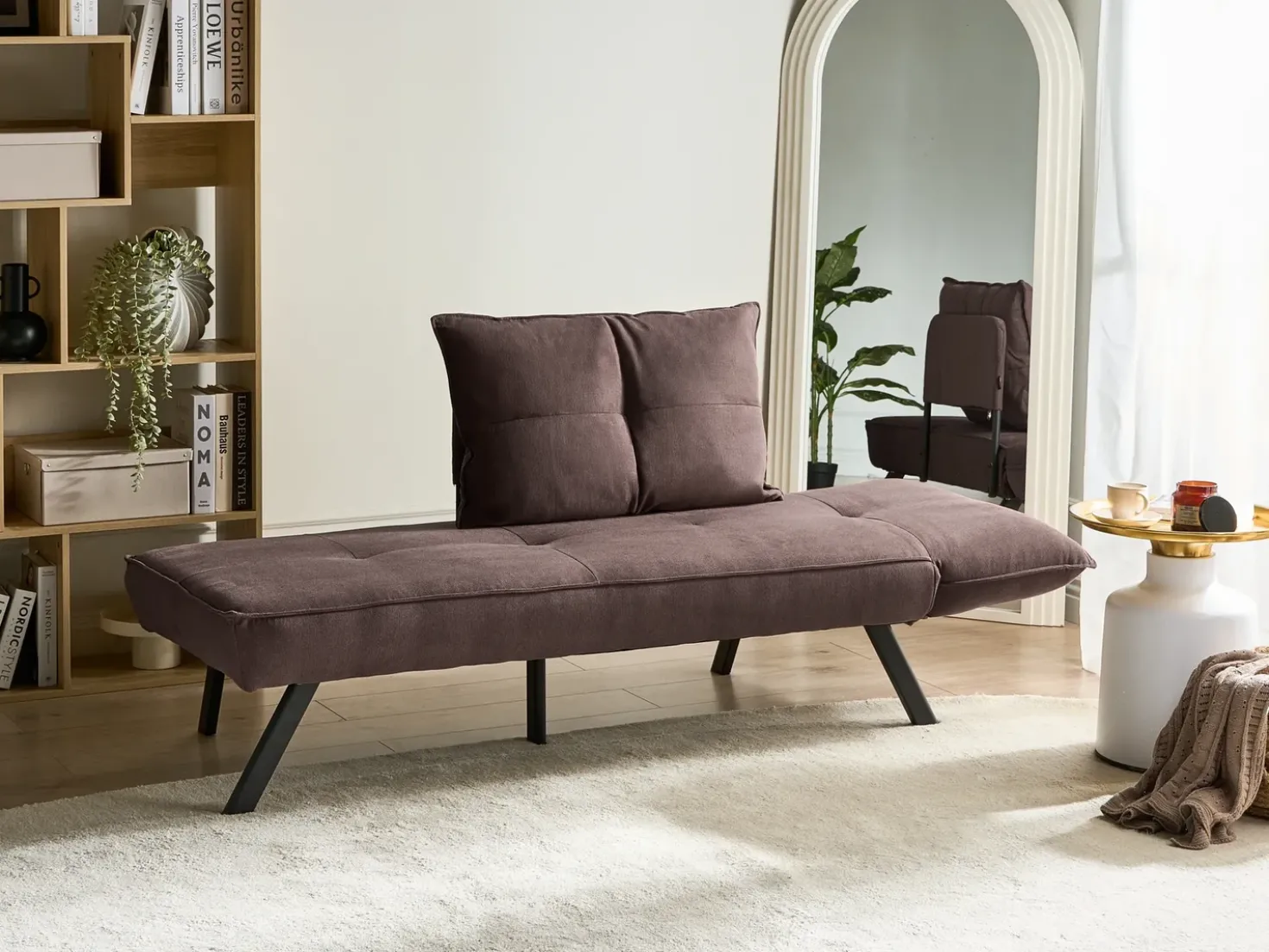 Chaise longue versione destra ROCAMADOUR Tessuto Marrone