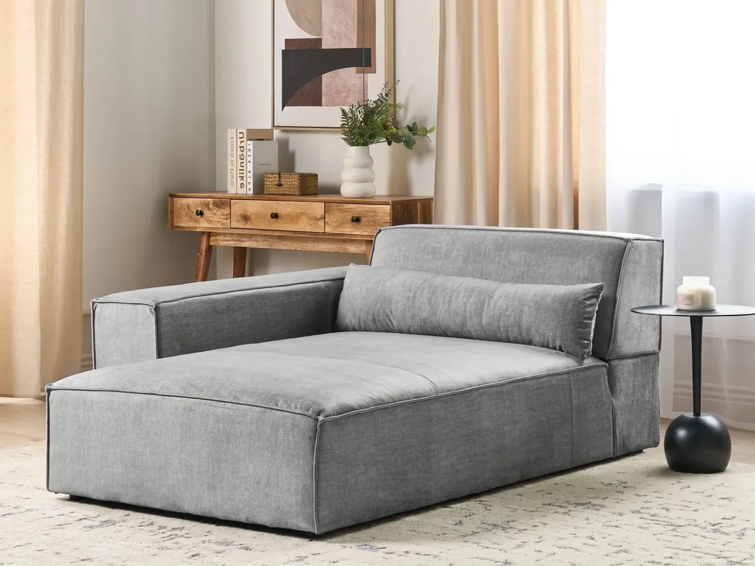 Chaise longue versione destra HELLNAR Tessuto Grigio