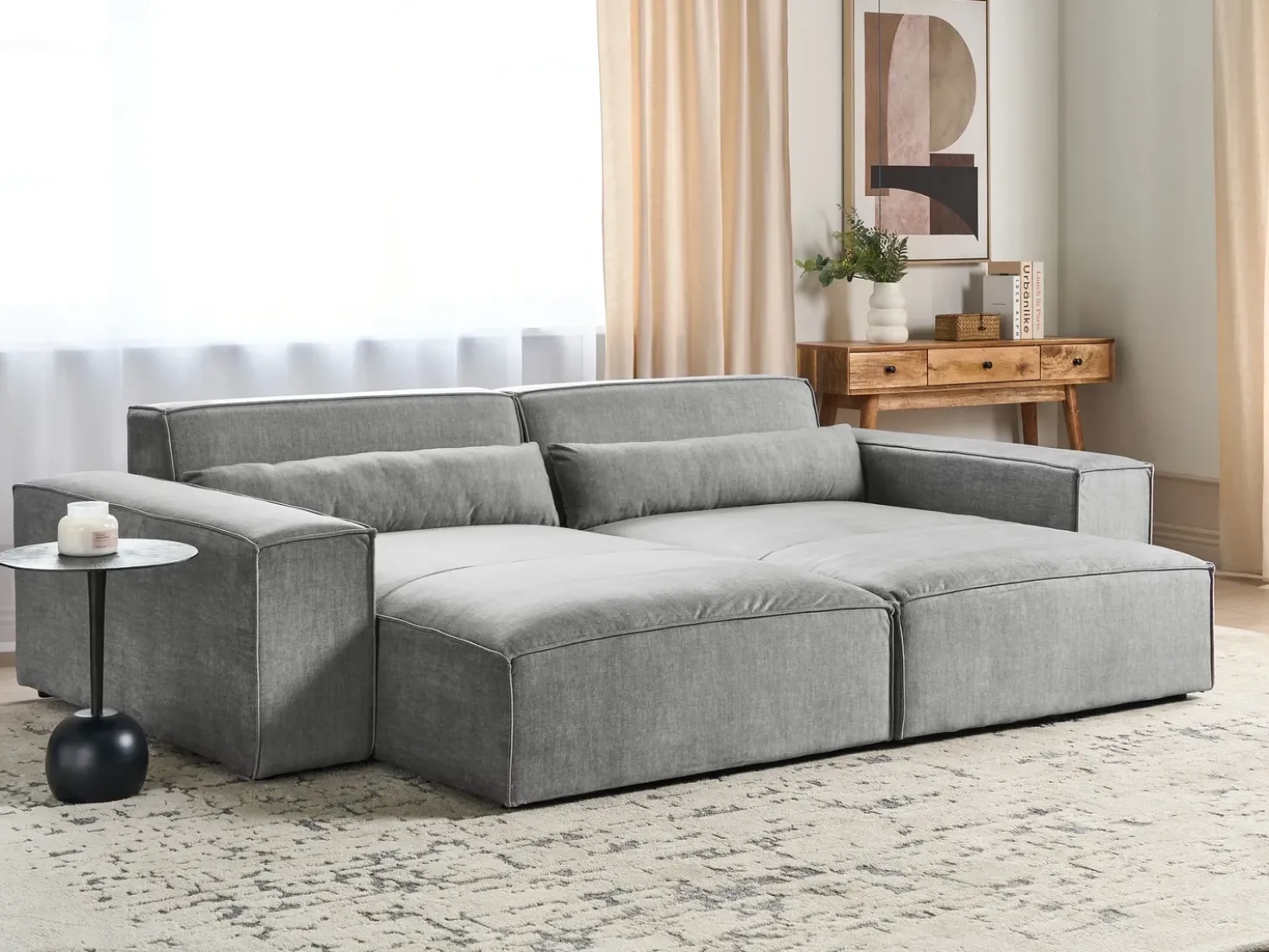 Chaise longue versione destra HELLNAR Tessuto Grigio