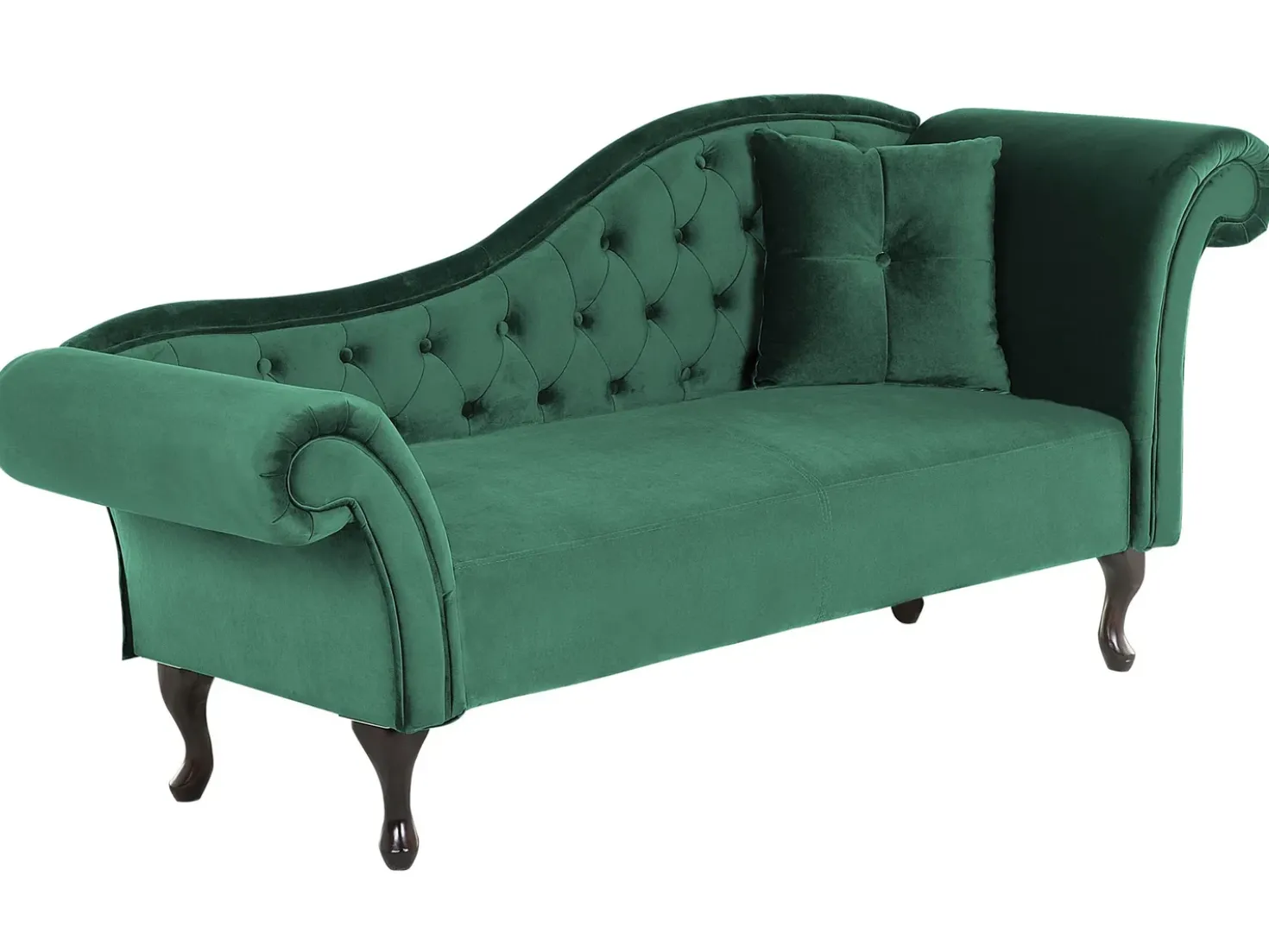 Chaise longue versione destra LATTES Velluto Verde scuro