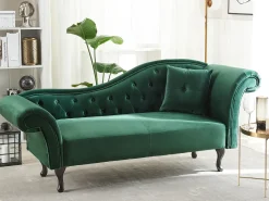 Chaise longue versione destra LATTES Velluto Verde scuro