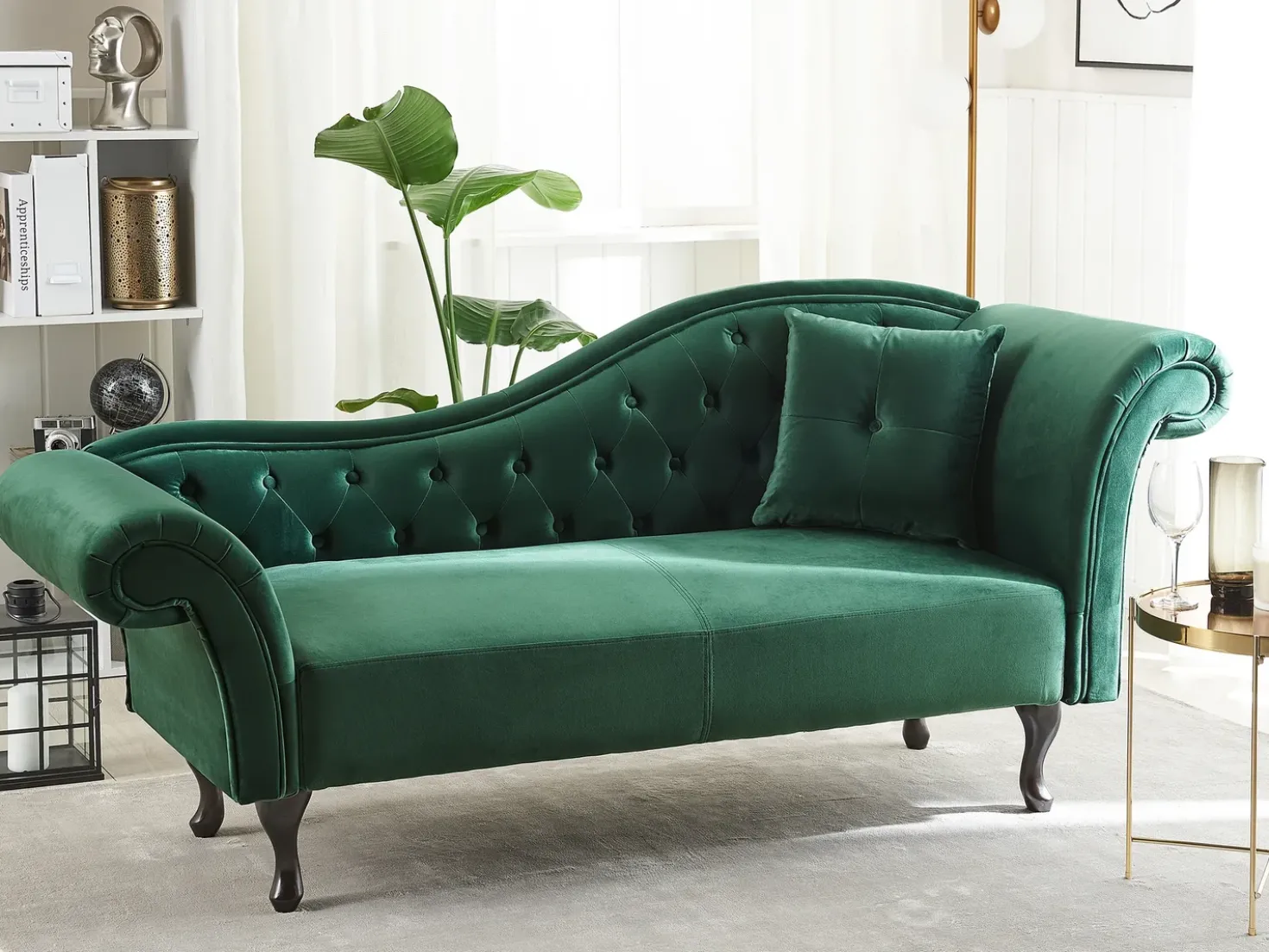 Chaise longue versione destra LATTES Velluto Verde scuro