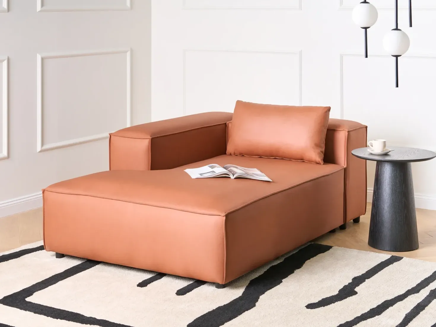 Chaise longue versione destra BRANDE Tessuto Marrone dorato