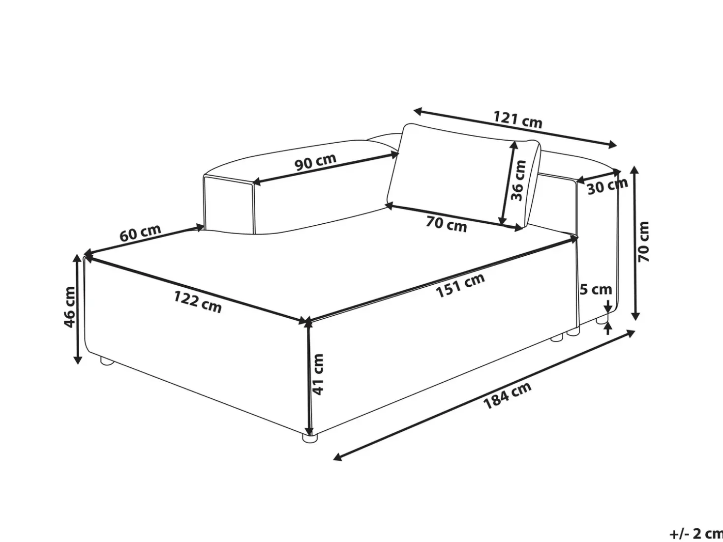 Chaise longue versione destra BRANDE Tessuto Marrone dorato
