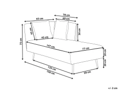 Chaise longue versione destra RIOM Tessuto Rosso