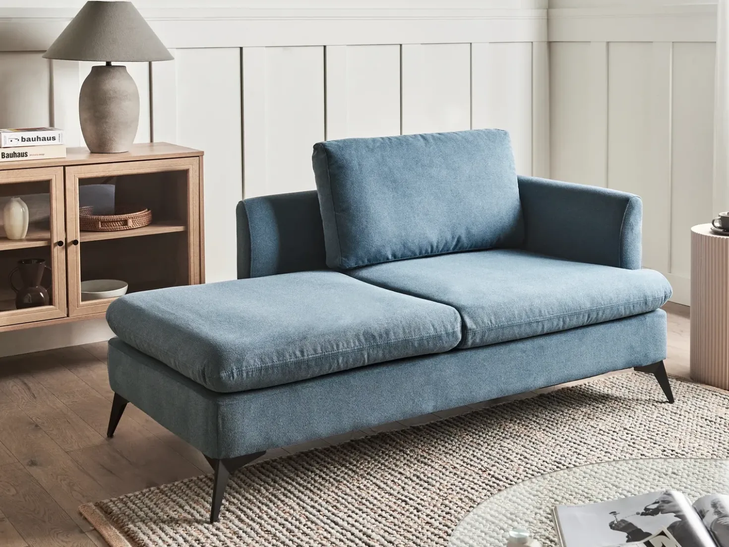 Chaise longue versione destra SIEVOZ Tessuto Blu