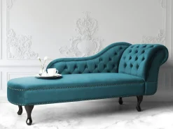 Chaise longue versione destra NIMES Velluto Foglia di tè