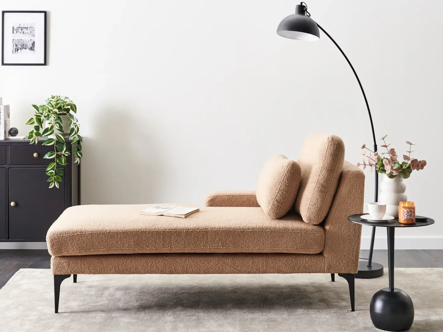 Chaise longue versione destra EWRON Bouclé Beige sabbia