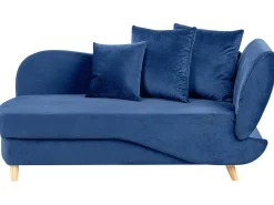 Chaise longue versione destra MERI Velluto Blu marino con contenitore