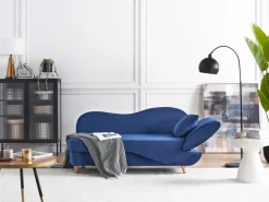 Chaise longue versione destra MERI Velluto Blu marino con contenitore