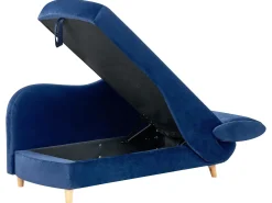 Chaise longue versione destra MERI Velluto Blu marino con contenitore