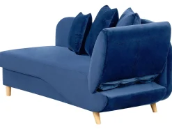 Chaise longue versione destra MERI Velluto Blu marino con contenitore