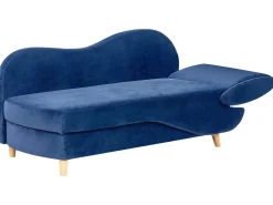 Chaise longue versione destra MERI Velluto Blu marino con contenitore