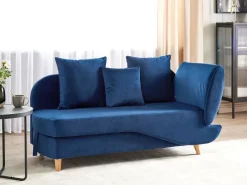 Chaise longue versione destra MERI Velluto Blu marino con contenitore