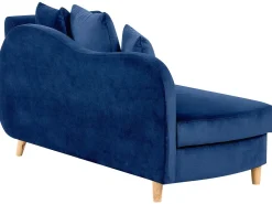 Chaise longue versione destra MERI Velluto Blu marino con contenitore