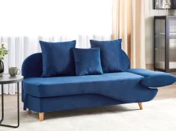 Chaise longue versione destra MERI Velluto Blu marino con contenitore