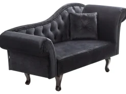 Chaise longue versione destra LATTES II Velluto Nero con cuscino