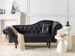 Chaise longue versione destra LATTES II Velluto Nero con cuscino