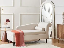 Chaise longue versione destra LUIRO Velluto Beige con contenitore