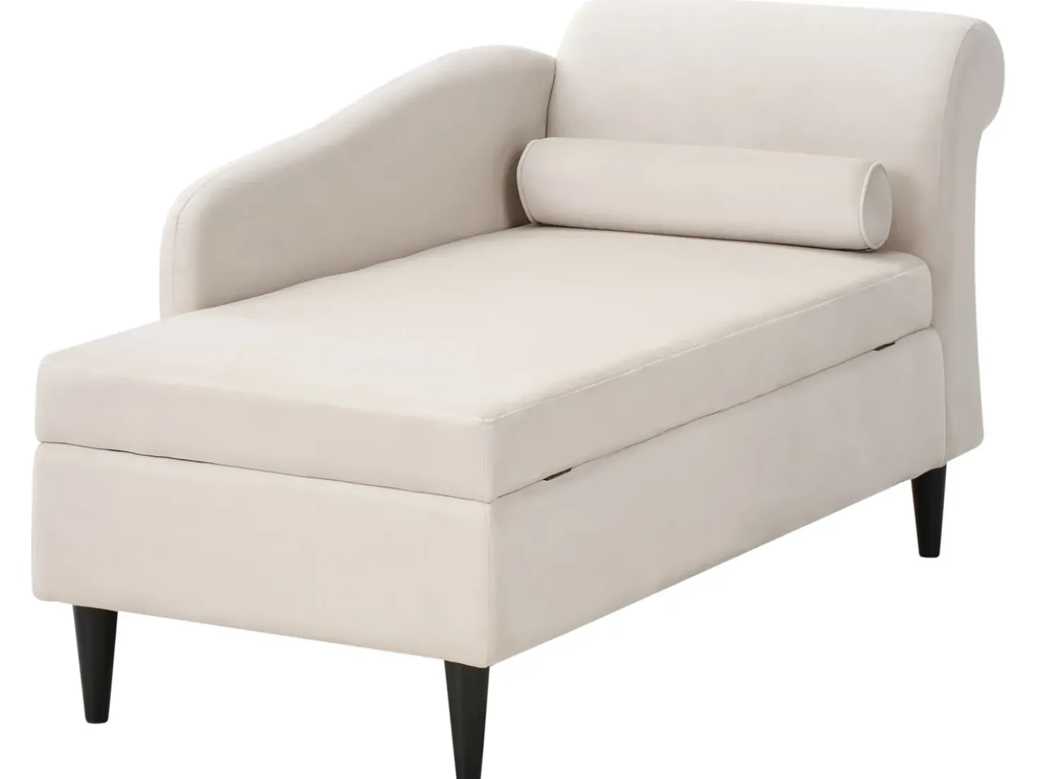 Chaise longue versione destra LUIRO Velluto Beige con contenitore