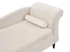Chaise longue versione destra LUIRO Velluto Beige con contenitore