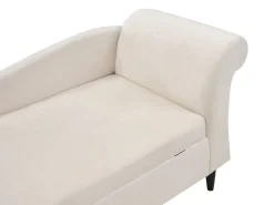 Chaise longue versione destra LUIRO Velluto Beige con contenitore