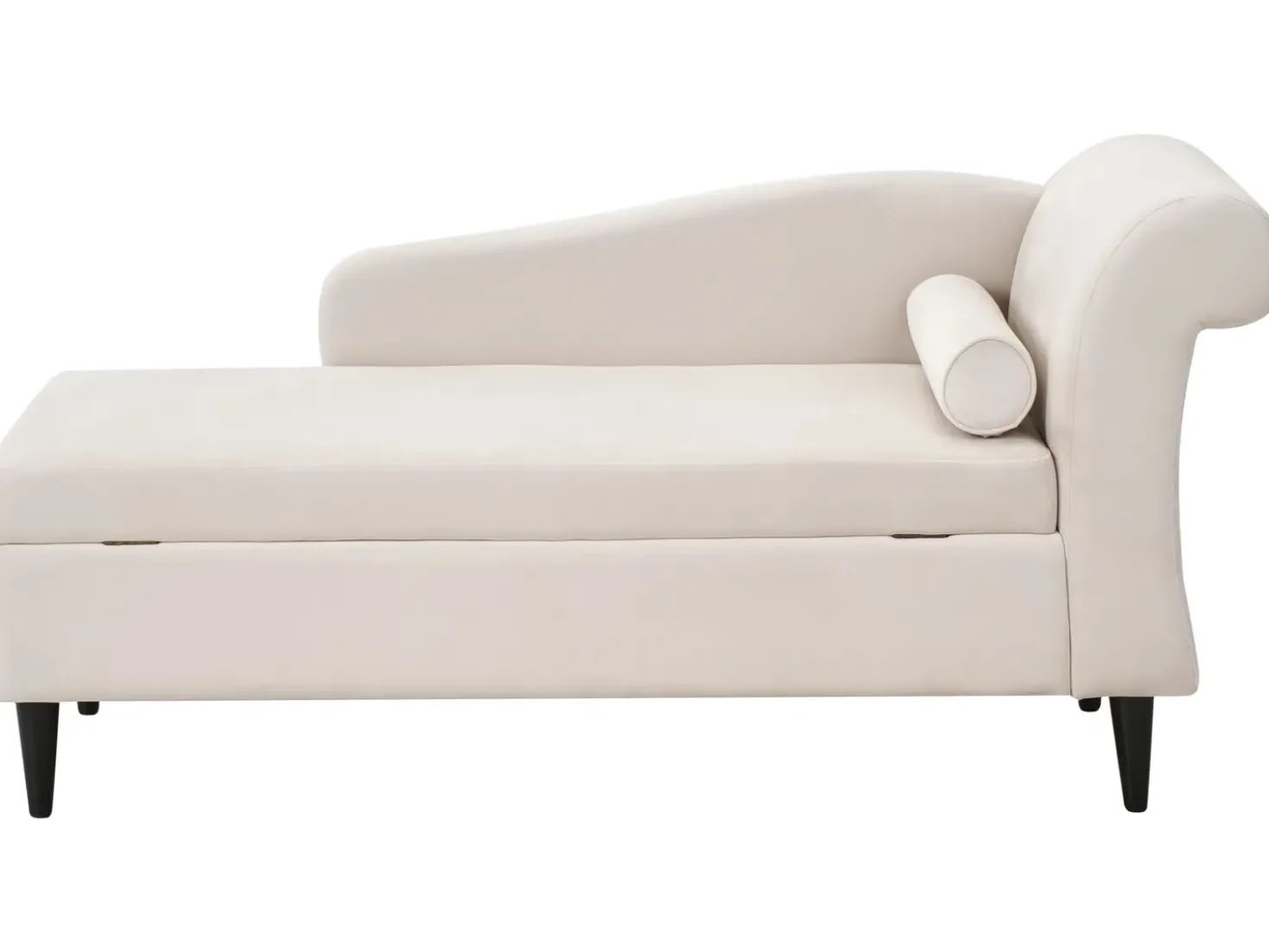 Chaise longue versione destra LUIRO Velluto Beige con contenitore