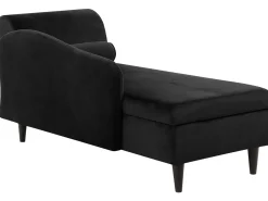 Chaise longue versione destra LUIRO Velluto Nero con contenitore