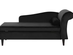 Chaise longue versione destra LUIRO Velluto Nero con contenitore